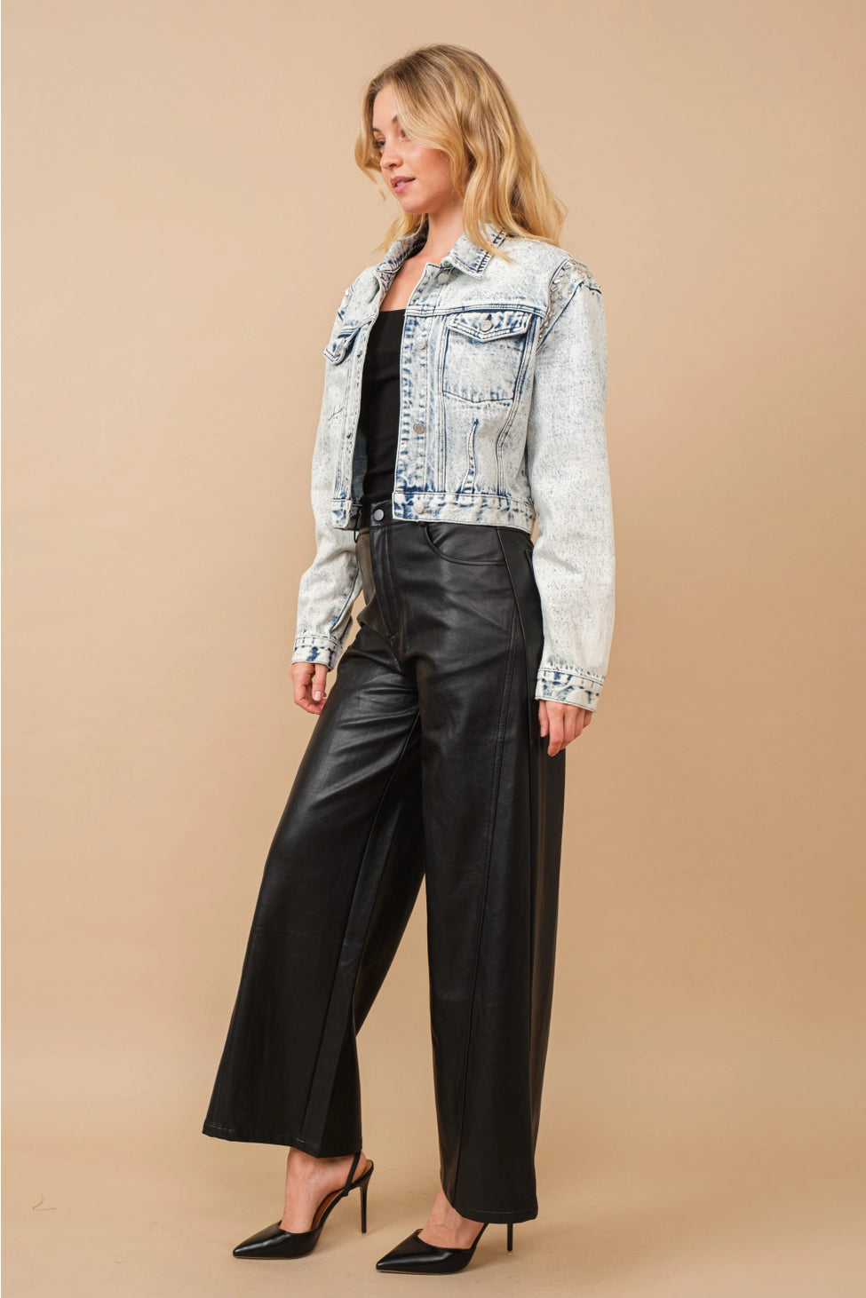 Embellished Acid Wash Denim Jacket