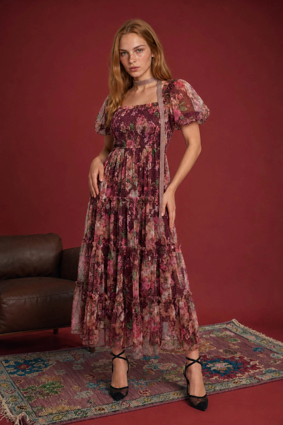 Floral Tulle Dream Midi Dress