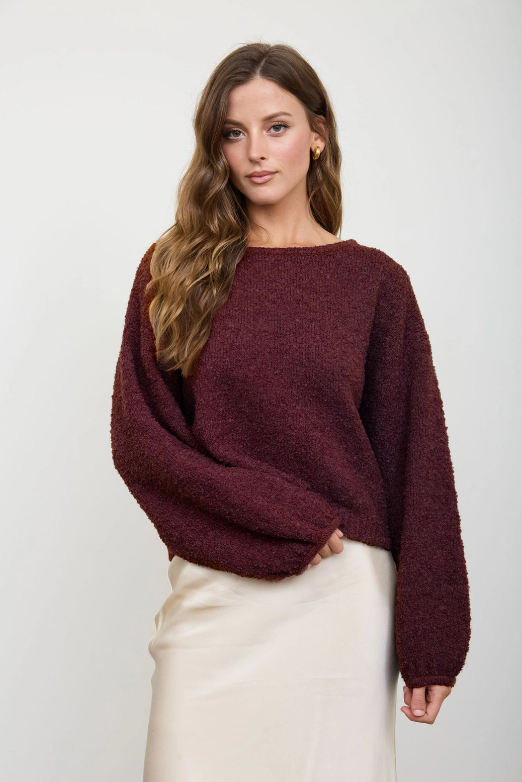 Fuzzy Knit Drop Shoulder Pullover