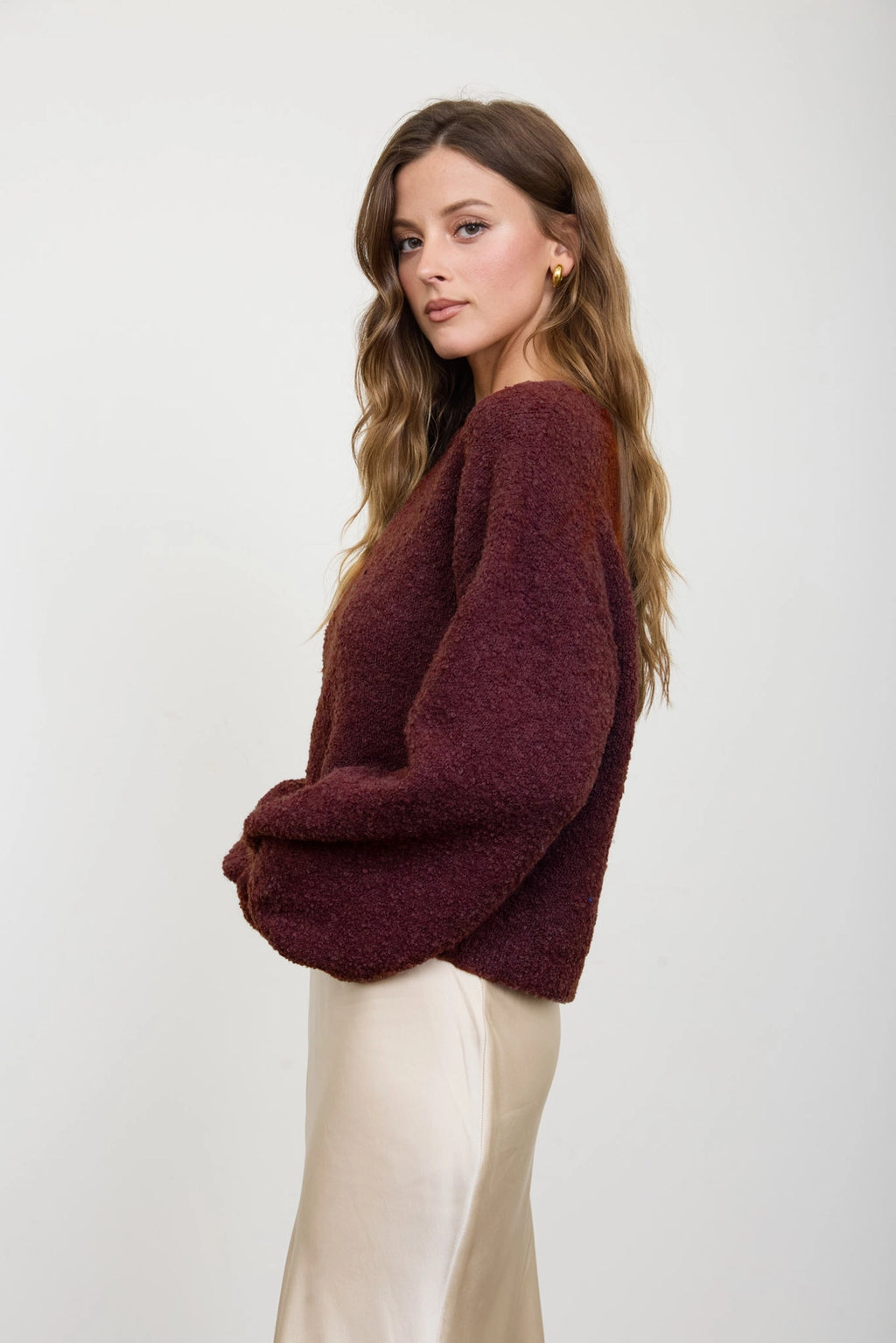 Fuzzy Knit Drop Shoulder Pullover