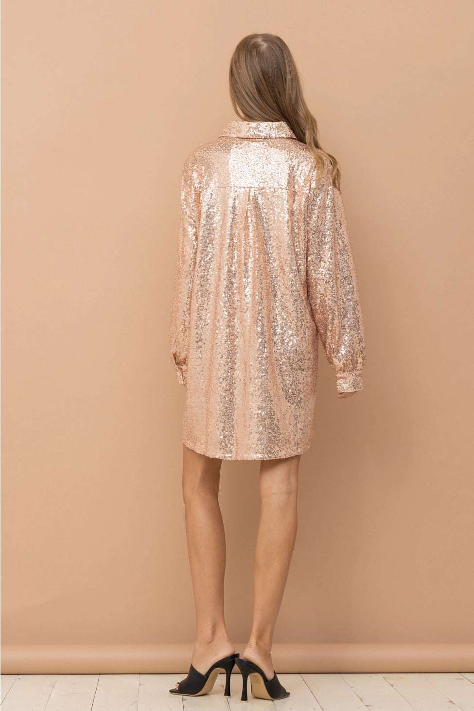 Sequin Button-UP Mini Dress